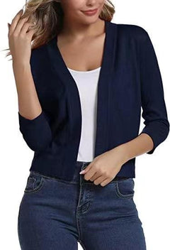 Thordis | Damen Strickjacke Offene Front 3/4 Arm in Navy