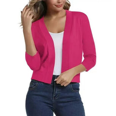 Thordis | Damen Strickjacke Offene Front 3/4 Arm in Rosa