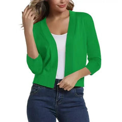 Thordis | Damen Strickjacke Offene Front 3/4 Arm in Hellgrün