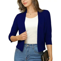 Thordis | Damen Strickjacke Offene Front 3/4 Arm in MarineBlau