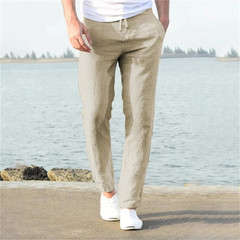 Timo | Herren Leichte Luftige Leinenhose in Khaki