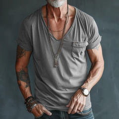 Timon | Herren T-Shirt Mit Taschen Alltag in Grau