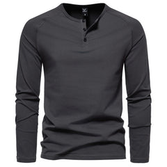 Tobias | Herren Langarm Henley Shirt mit Knopfleiste in Dunkelgrau