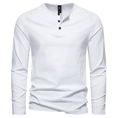 Tobias | Herren Langarm Henley Shirt mit Knopfleiste in Weiß