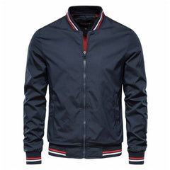 Tobias | Herren Unifarbene Bomberjacke mit Rippbündchen in Marineblau