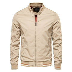 Tobias | Herren Unifarbene Bomberjacke mit Rippbündchen in Beige