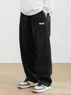 Tom | Herren Weite Baggy Hose Verstellbarer Bund in Schwarz