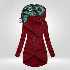Trendige Winterjacke mit Kapuze für Frauen - Galina in Weinrot