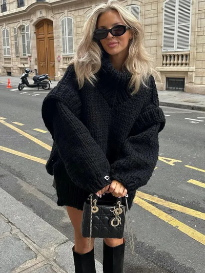 Trendiger Oversize-Pullover für Damen | Rollkragen