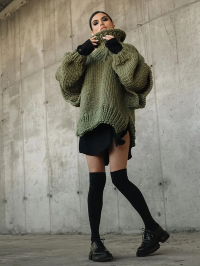 Trendiger Oversize-Pullover für Damen | Rollkragen