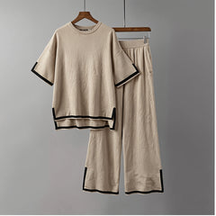 Trendiges Damen Shirt und Hosen Outfit - Benita in Beige