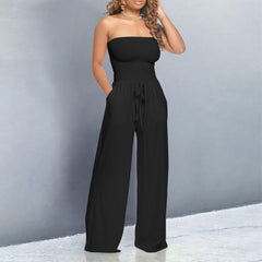 Emiliana™ | Trendiger schulterfreier Overall in Schwarz