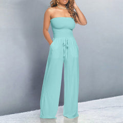 Emiliana™ | Trendiger schulterfreier Overall in Blau
