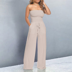 Emiliana™ | Trendiger schulterfreier Overall in Beige