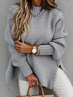 Caraleena | Der neue halbhohe Halsausschnitt Elegante Pullover-Oberteile in Grau