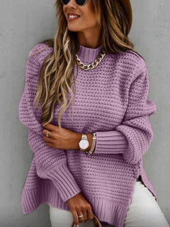 Caraleena | Der neue halbhohe Halsausschnitt Elegante Pullover-Oberteile in Lila