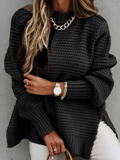 Caraleena | Der neue halbhohe Halsausschnitt Elegante Pullover-Oberteile in Schwarz