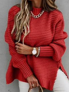Caraleena | Der neue halbhohe Halsausschnitt Elegante Pullover-Oberteile in Rot
