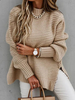 Caraleena | Der neue halbhohe Halsausschnitt Elegante Pullover-Oberteile in Khaki