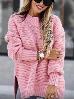 Caraleena | Der neue halbhohe Halsausschnitt Elegante Pullover-Oberteile in Rosa