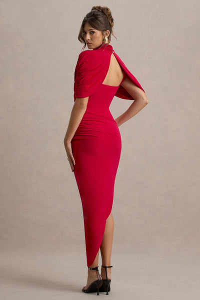 Taylor - Asymmetrisches, Gedrehtes Maxikleid mit Cape