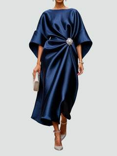 Ute | Damen Elegantes Weiten Ärmeln Abendkleid in Blau