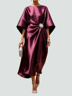 Ute | Damen Elegantes Weiten Ärmeln Abendkleid in Rot