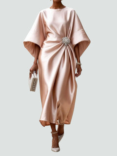 Ute | Damen Elegantes Weiten Ärmeln Abendkleid in Beige