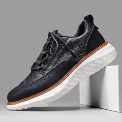 Marco Brogue Leder Sneakers in Schwarz