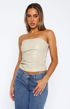 LAETITIA I ELEGANTES LEDER-TANKTOP in Aprikose