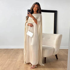 Valentina | Cape Maxikleid für Hochzeitsgäste in Weiß