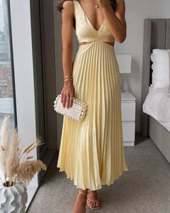 Valentina | Elegantes Abend-Midikleid in Gelb