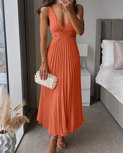 Valentina | Elegantes Abend-Midikleid in Orange