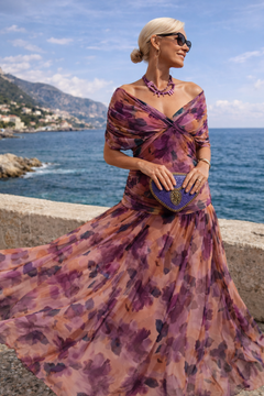 Valentina | Festliches Maxikleid mit V-Ausschnitt in Verzauberter Garten