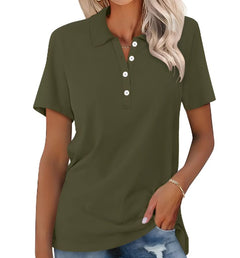 Valeria | Damen Kurzarm Poloshirt in Dunkelgrün