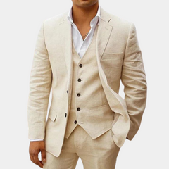 Valerian | Herren Dreiteiler Anzug mit Weste in Beige