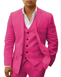 Valerian | Herren Dreiteiler Anzug mit Weste in Rosa-rot