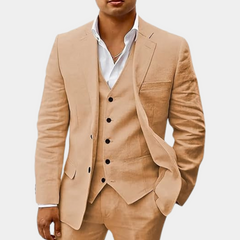 Valerian | Herren Dreiteiler Anzug mit Weste in Khaki