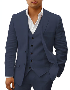 Valerian | Herren Dreiteiler Anzug mit Weste in Marineblau