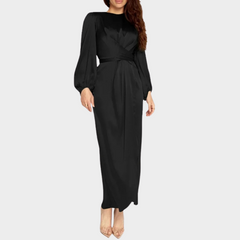 Vanessa - Damen Langes Abendkleid mit eleganten langen Ärmeln in Schwarz