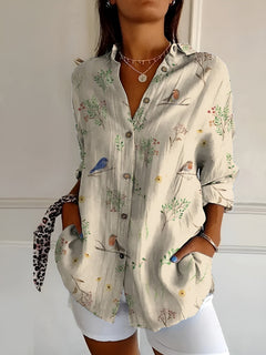 Felina - Stilvolles Button Down Hemd Für Damen in Vögel