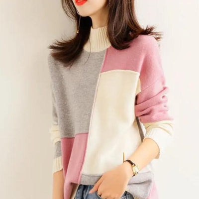 Pullover mit Farbblockmuster für Frauen