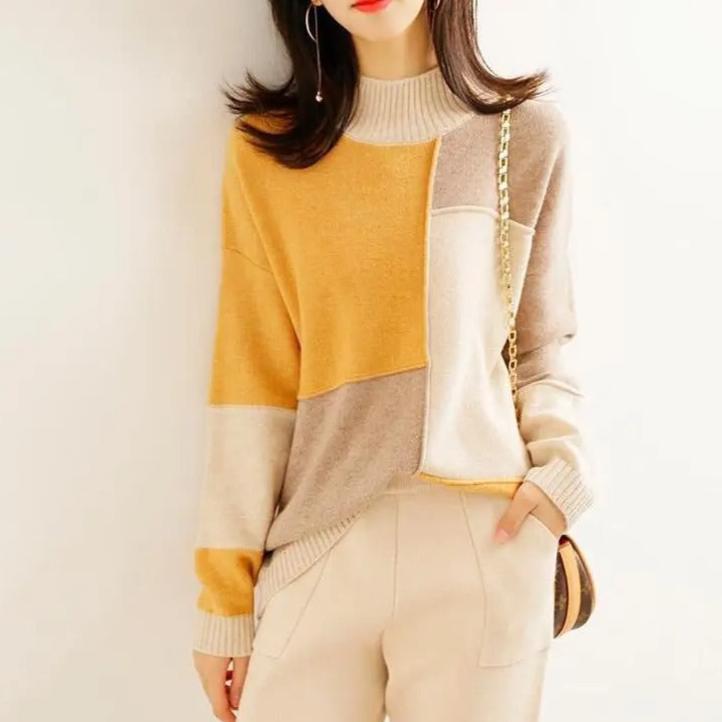 Pullover mit Farbblockmuster für Frauen