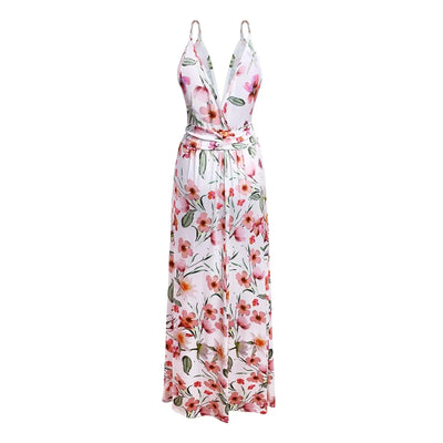 Damen Floral Boho Maxi Sommerkleid