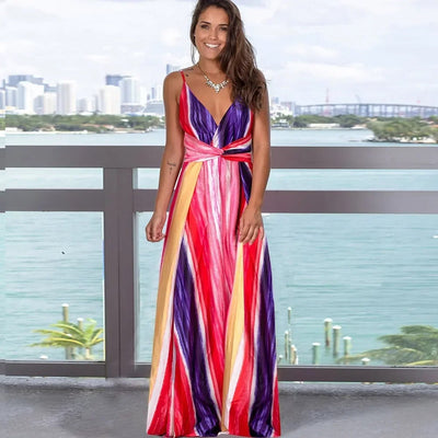 Damen Floral Boho Maxi Sommerkleid