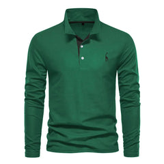 Klassisches langärmliges Poloshirt für Herren in Grün
