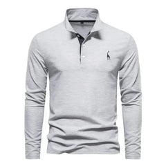 Klassisches langärmliges Poloshirt für Herren in Grau
