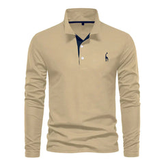 Langärmliges Poloshirt für Herren in Khaki