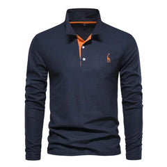 Langärmliges Poloshirt für Herren in Marineblau