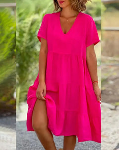 Rieke - Kurzarm-Midikleid - Atmungsaktiv in Rosa